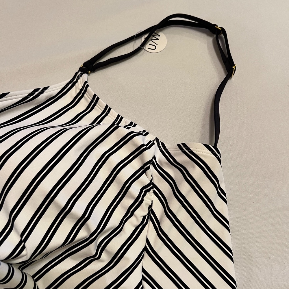 Bleu Rod Beattie Women's Striped Tankini Swim Top Black&White Sz12 D - Picture 2 of 8